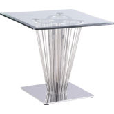 Fernanda Lamp Side Table in Polished Stainless & Tempered Glass